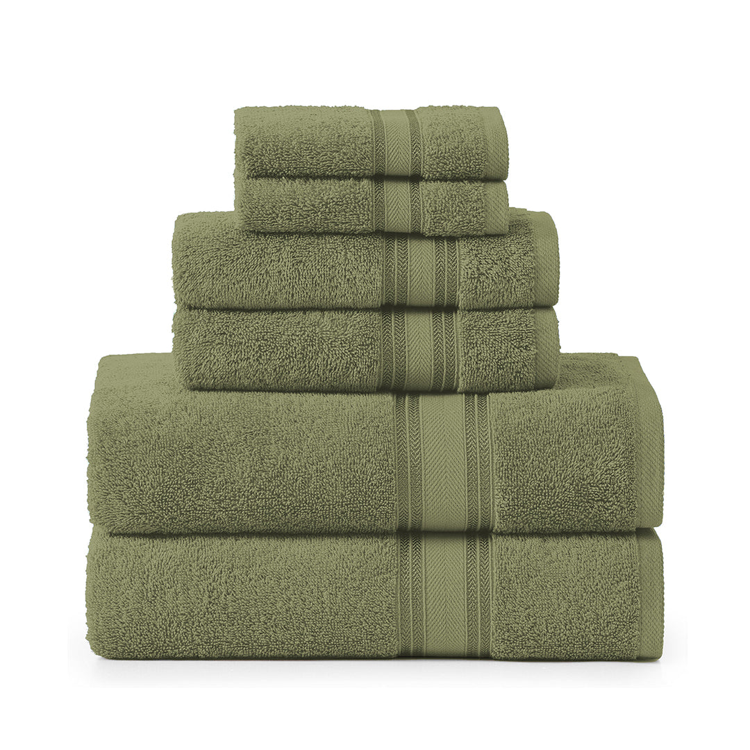 6 Piece Cotton Towel Set 550GSM - Oil Green