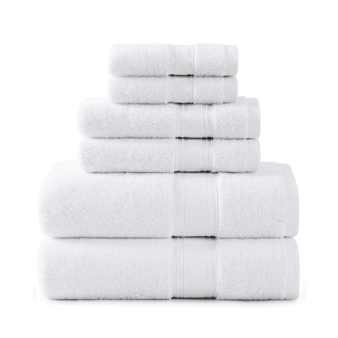 6 Piece Cotton Towel Set 550GSM - White
