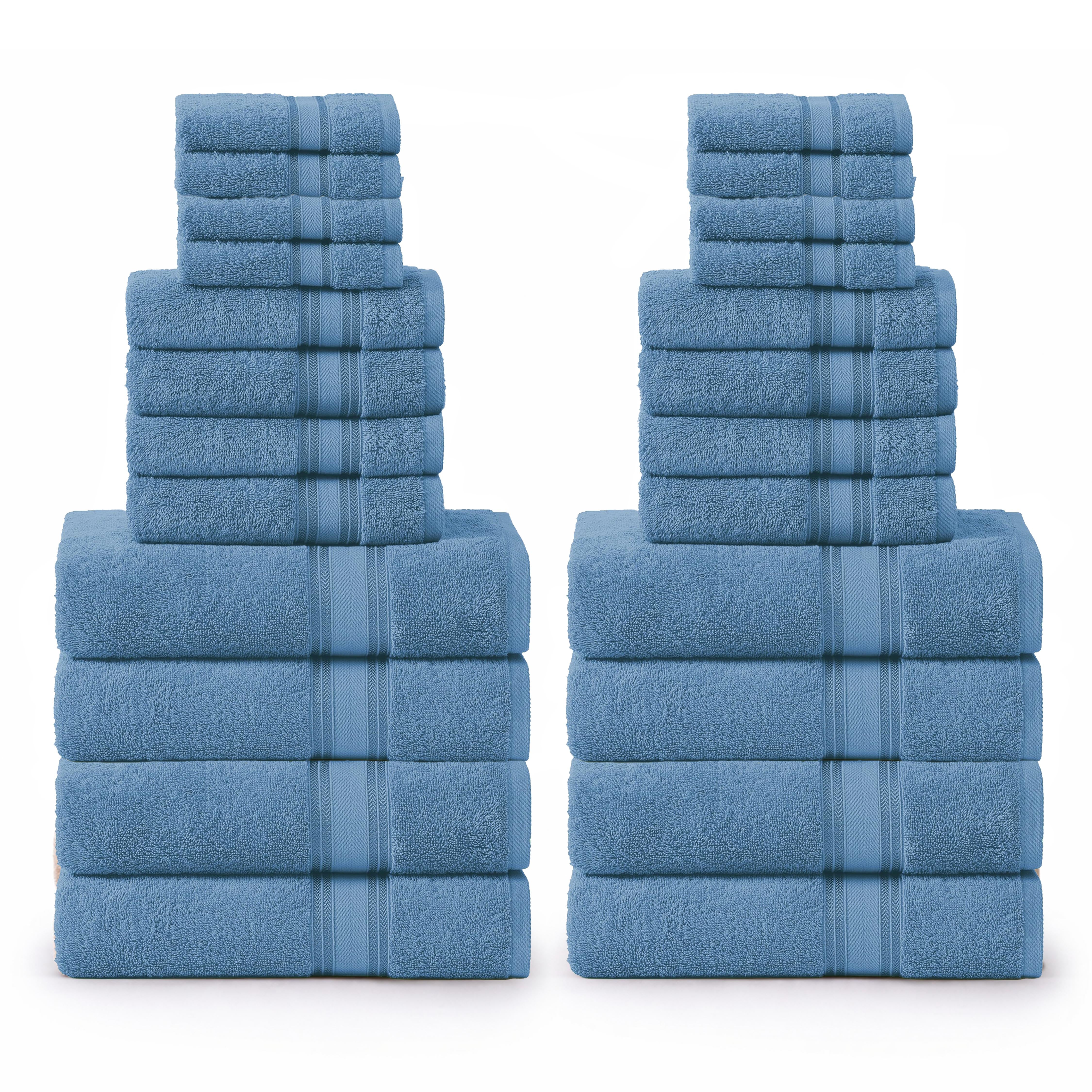 24 Piece 100% Cotton Towel Set 550GSM - Cerulean Blue