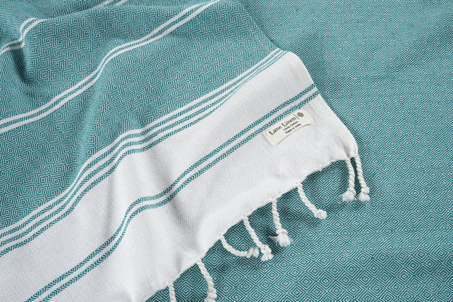 Set of 2 100% Cotton Diamond Turkish Beach Towels - Baltic