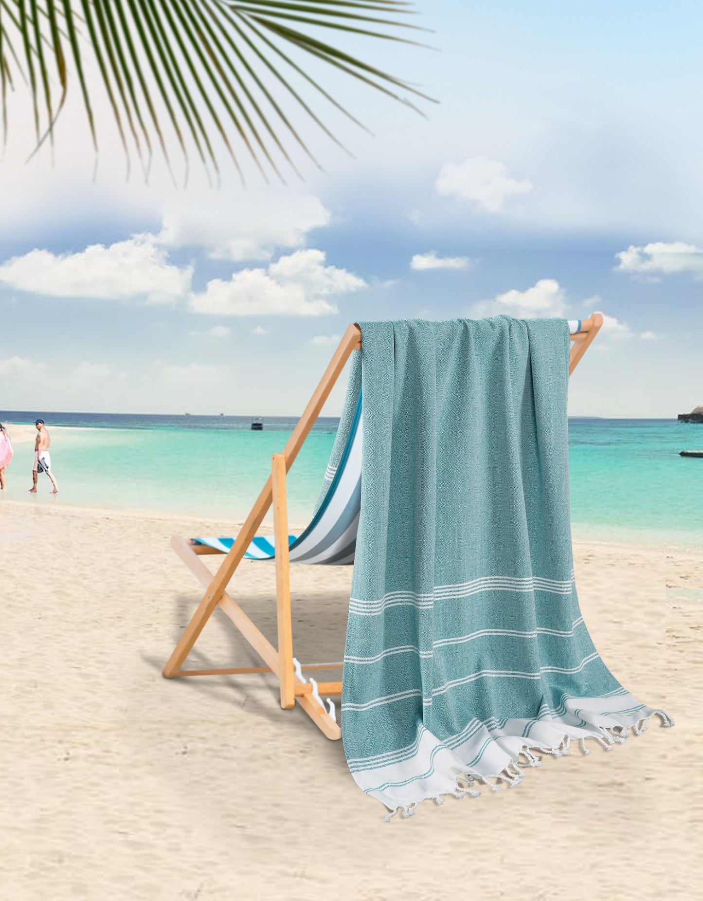 Set of 2 100% Cotton Diamond Turkish Beach Towels - Baltic