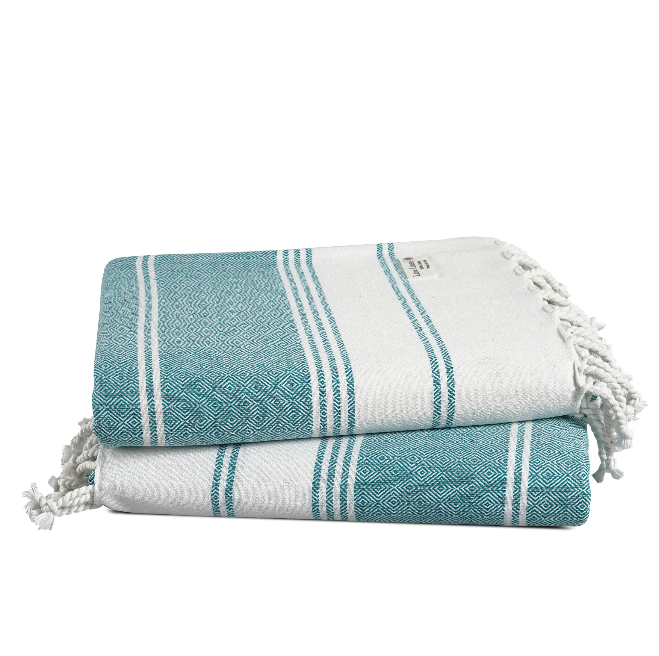 Set of 2 100% Cotton Diamond Turkish Beach Towels - Baltic