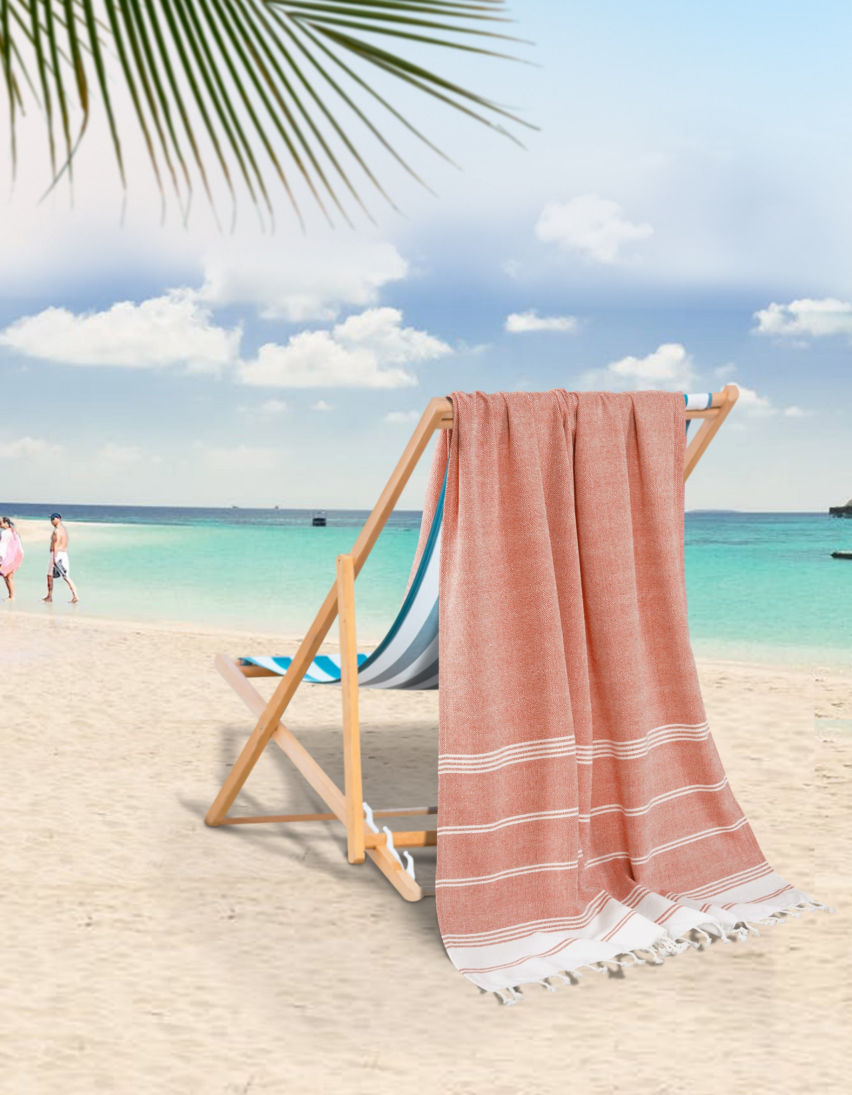 Set of 2 100% Cotton Diamond Turkish Beach Towels - Bird of Paradise