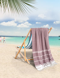 Set of 2 100% Cotton Diamond Turkish Beach Towels - Fired Brick