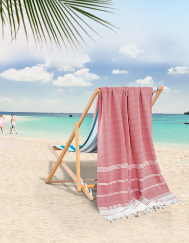 Set of 2 100% Cotton Diamond Turkish Beach Towels - Hibiscus