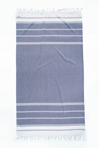 Set of 2 100% Cotton Diamond Turkish Beach Towels - Navy Blazer