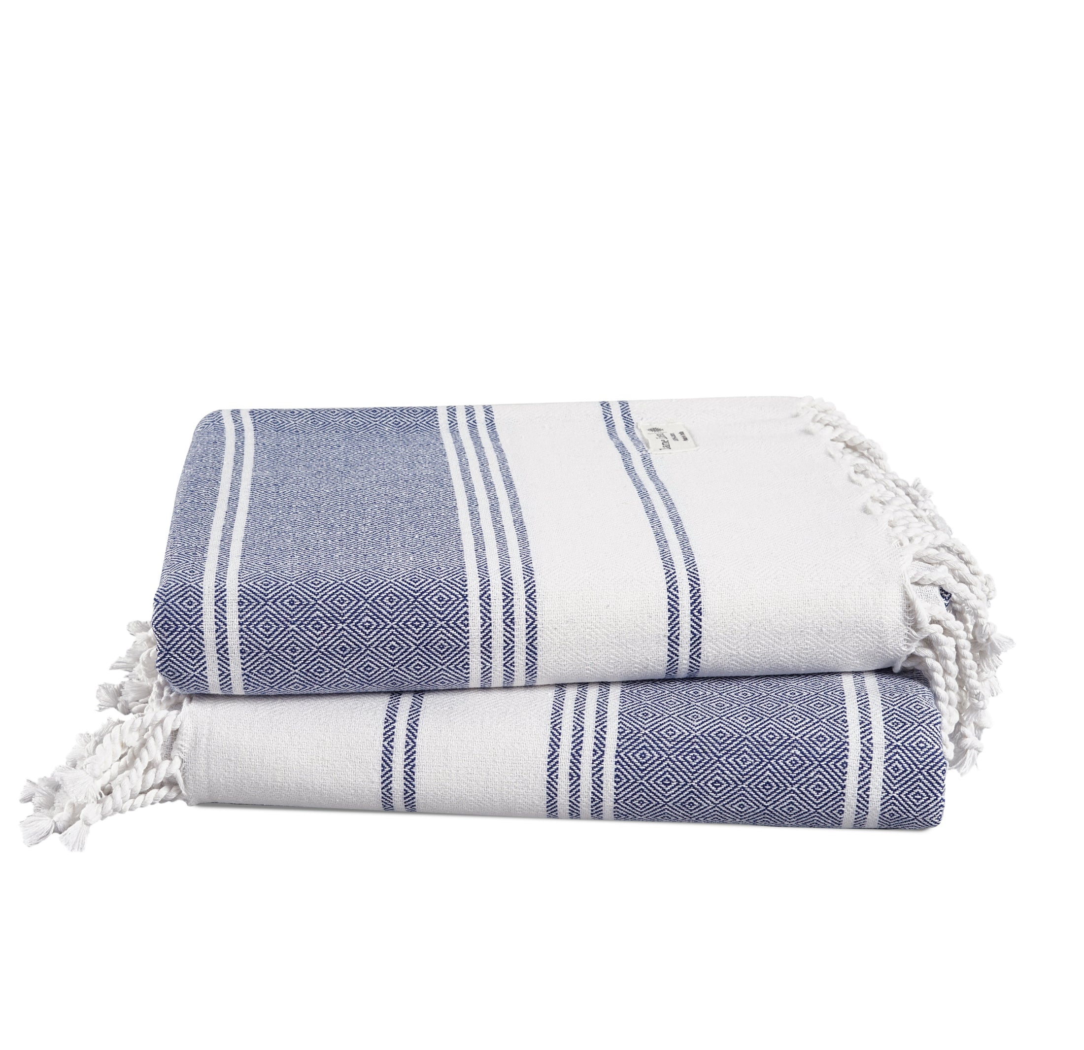 Set of 2 100% Cotton Diamond Turkish Beach Towels - Navy Blazer