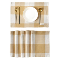 Set of 6 100% Cotton Placemats - Beige Check