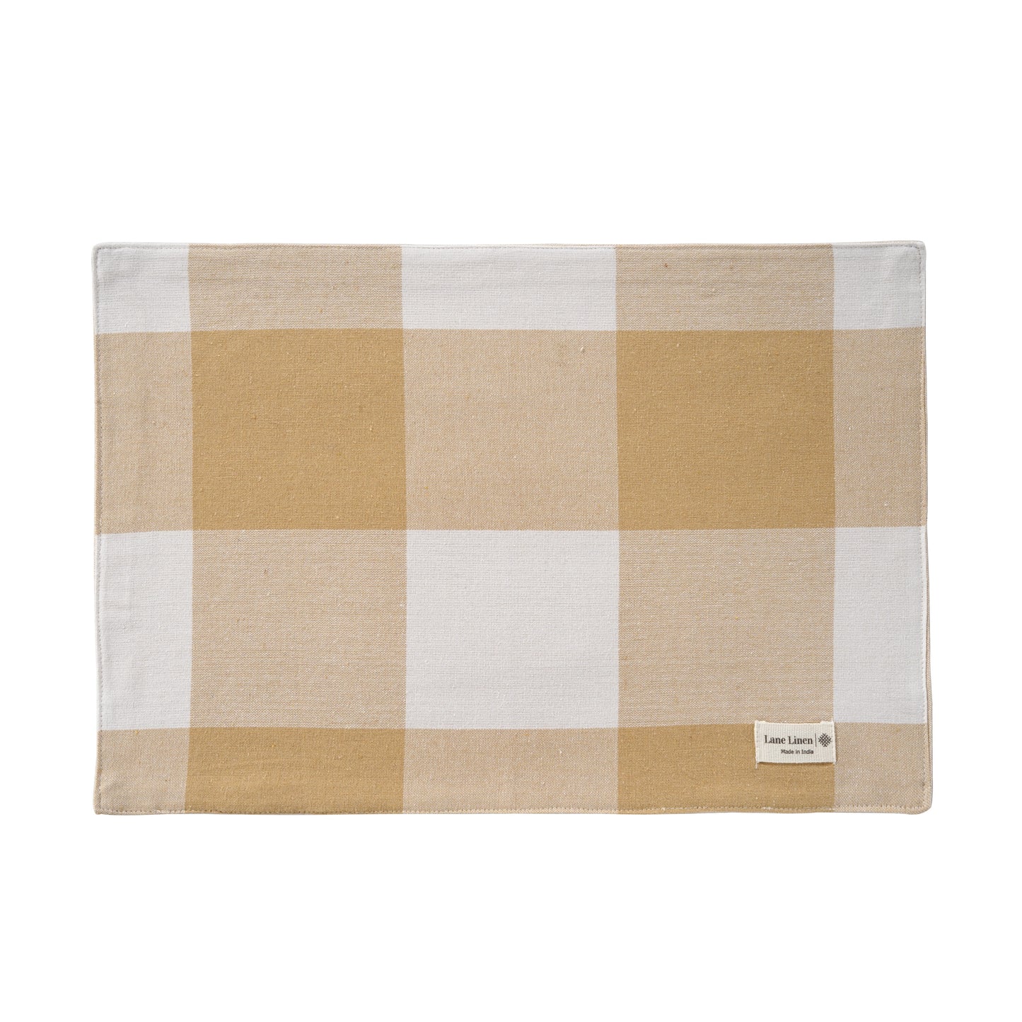 Set of 6 100% Cotton Placemats - Beige Check