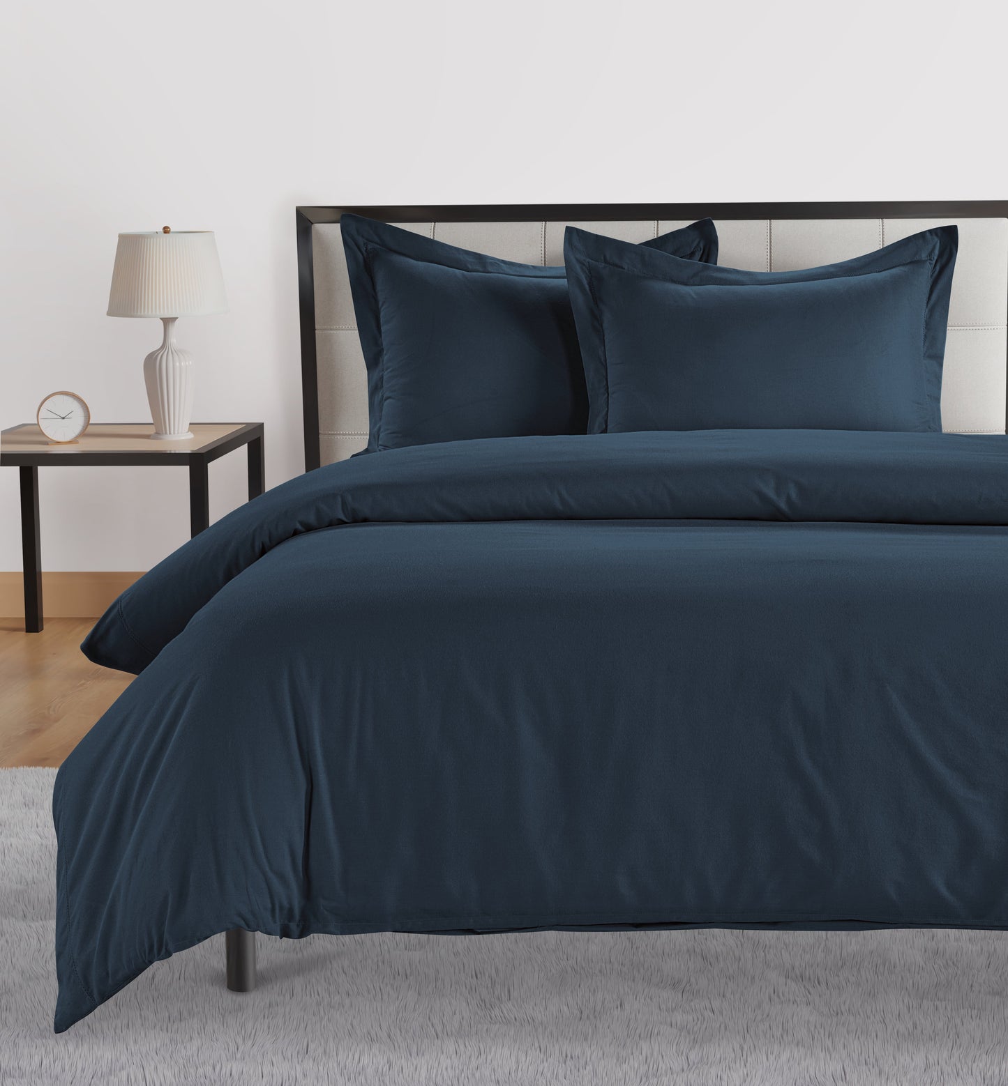 100% Organic Washed Cotton Quilt Cover Set - Navy