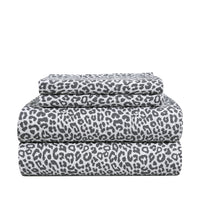 100% Organic Washed Cotton Sheet Set - Cheetah Charcoal