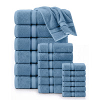 18 Piece 100% Cotton Towel Set 550GSM - Cerulean Blue