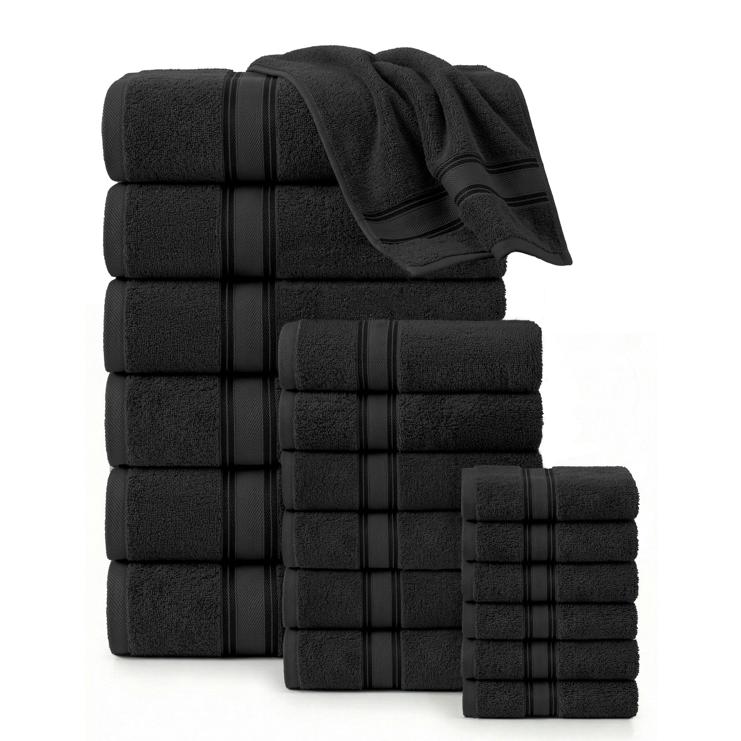18 Piece 100% Cotton Towel Set 550GSM - Black