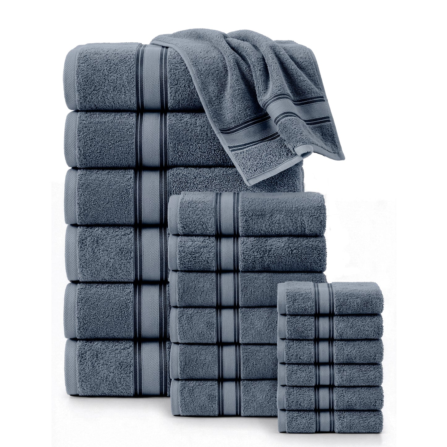 18 Piece 100% Cotton Towel Set 550GSM - Grey