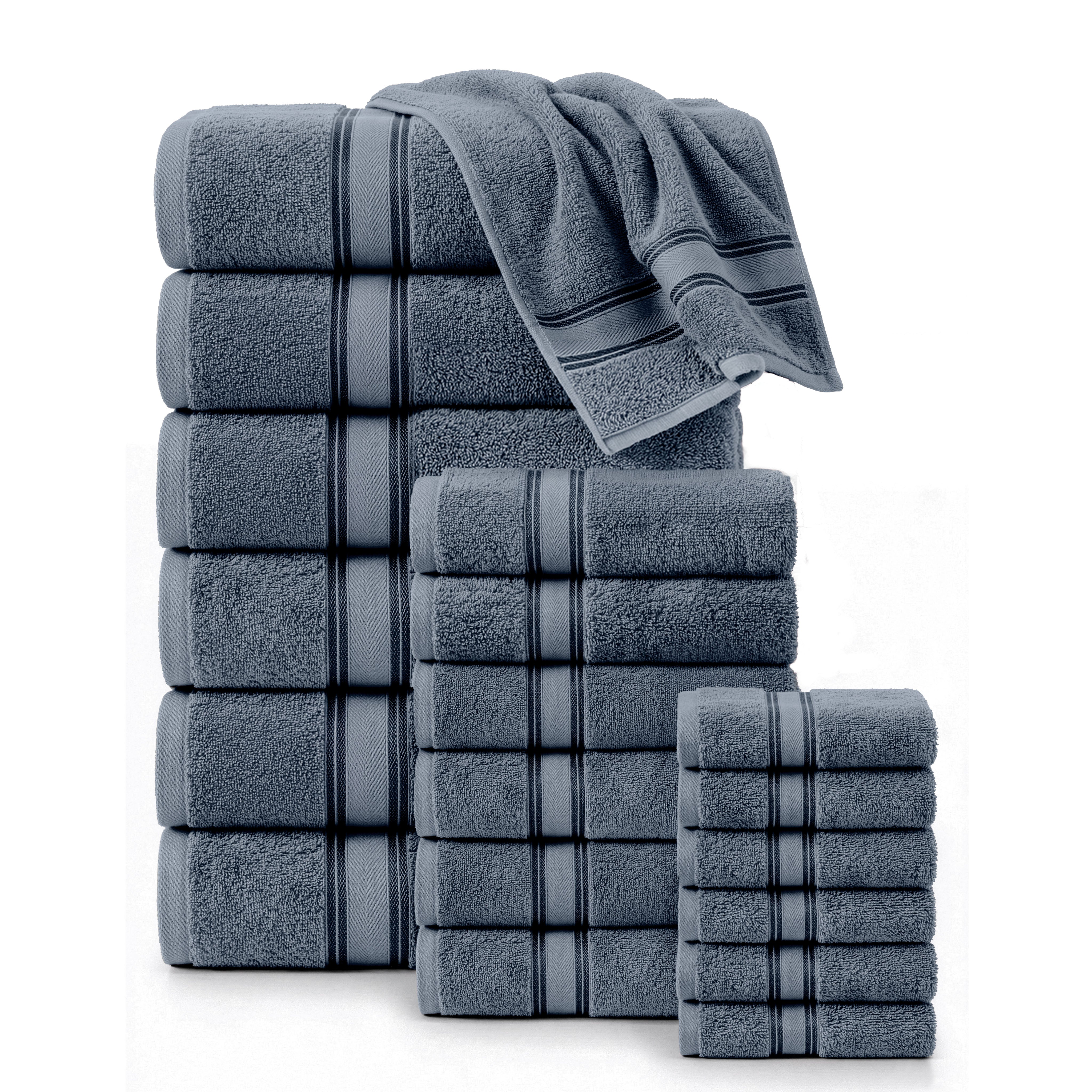 18 Piece 100% Cotton Towel Set 550GSM - Grey