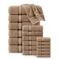 18 Piece 100% Cotton Towel Set 550GSM - Taupe