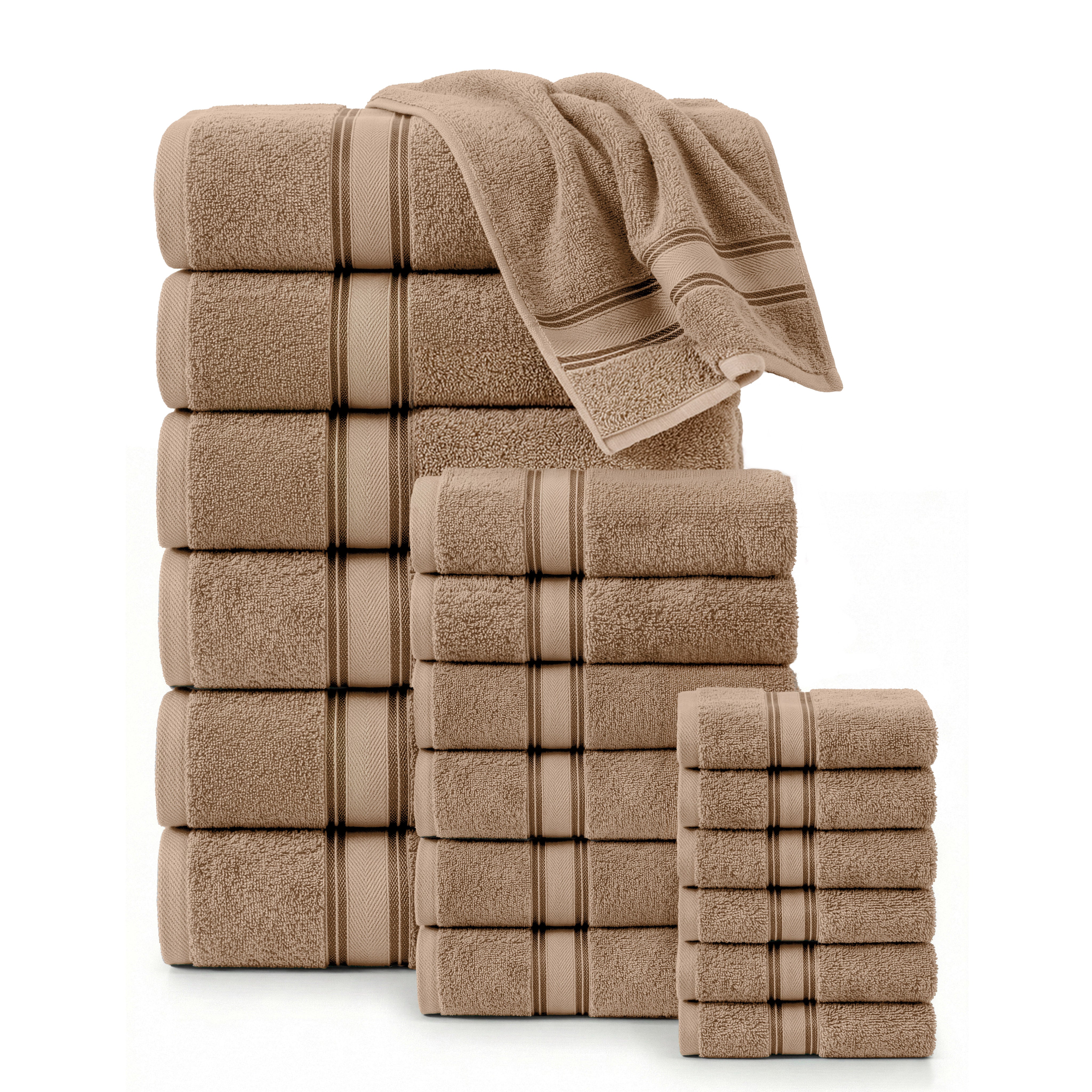 18 Piece 100% Cotton Towel Set 550GSM - Taupe