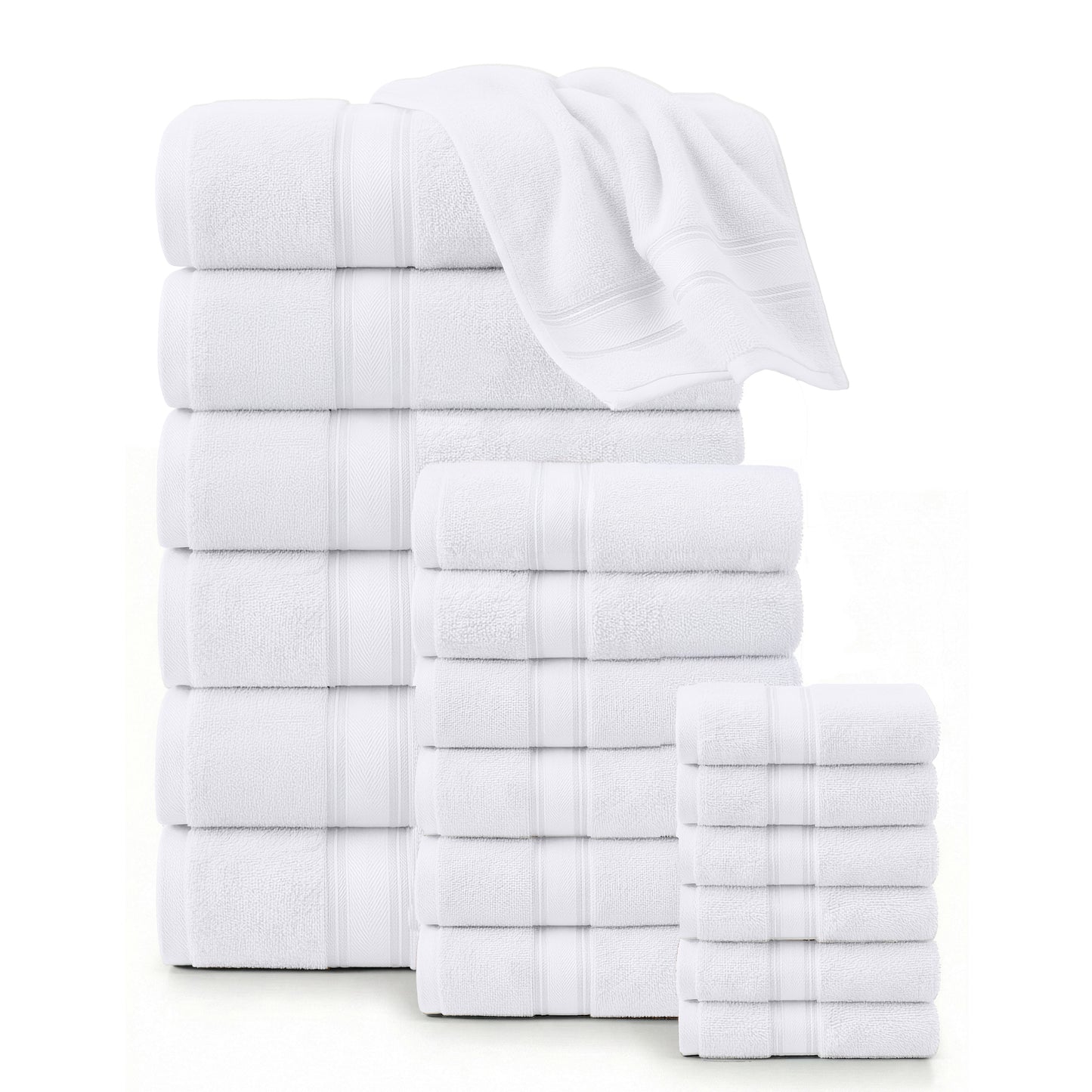 18 Piece 100% Cotton Towel Set 550GSM - White