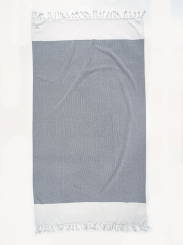 Set of 2 100% Cotton Herringbone Turkish Beach Towels  - Grey