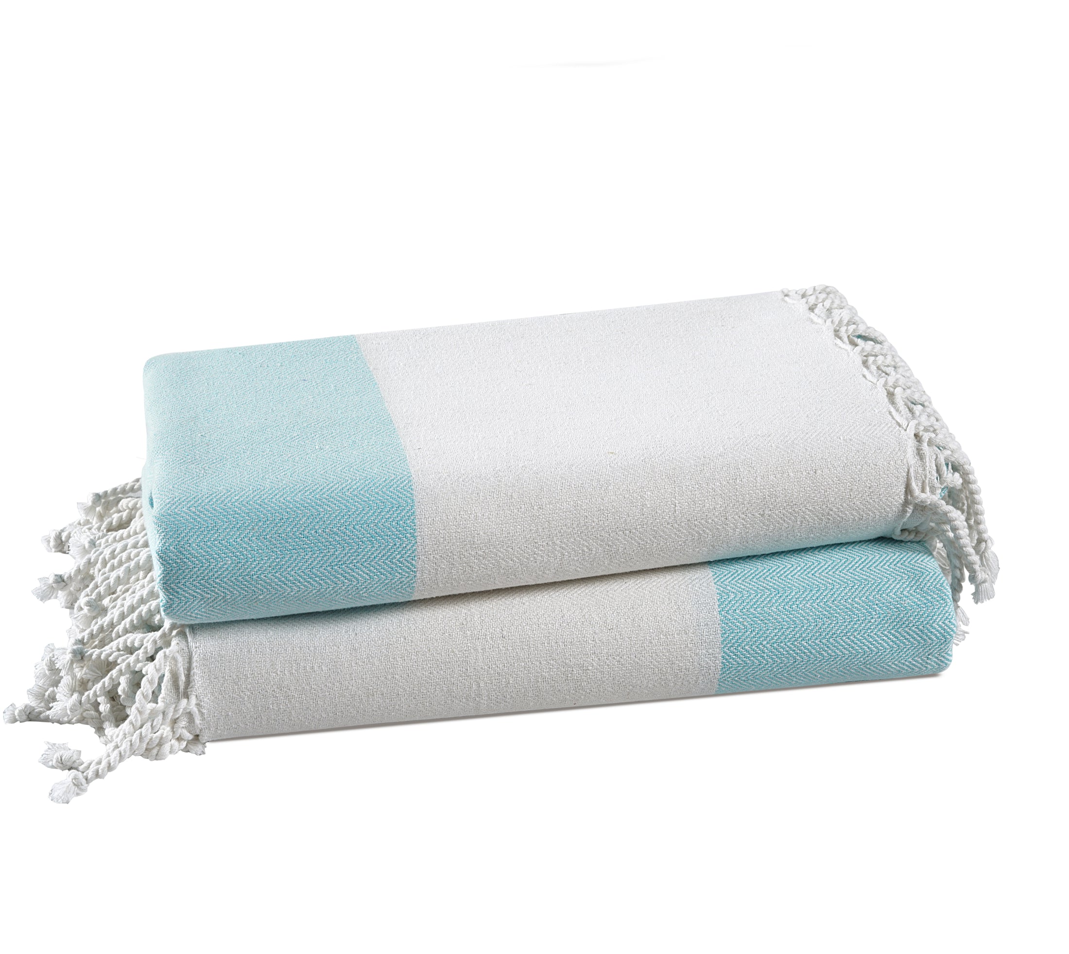 Set of 2 100% Cotton Herringbone Turkish Beach Towels  - Plume