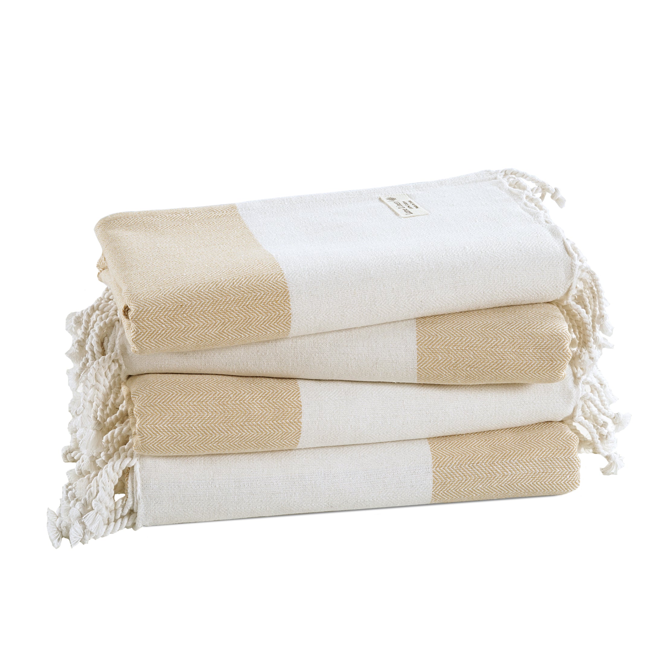 Set of 4 100% Cotton Herringbone Turkish Beach Towels - Frappe