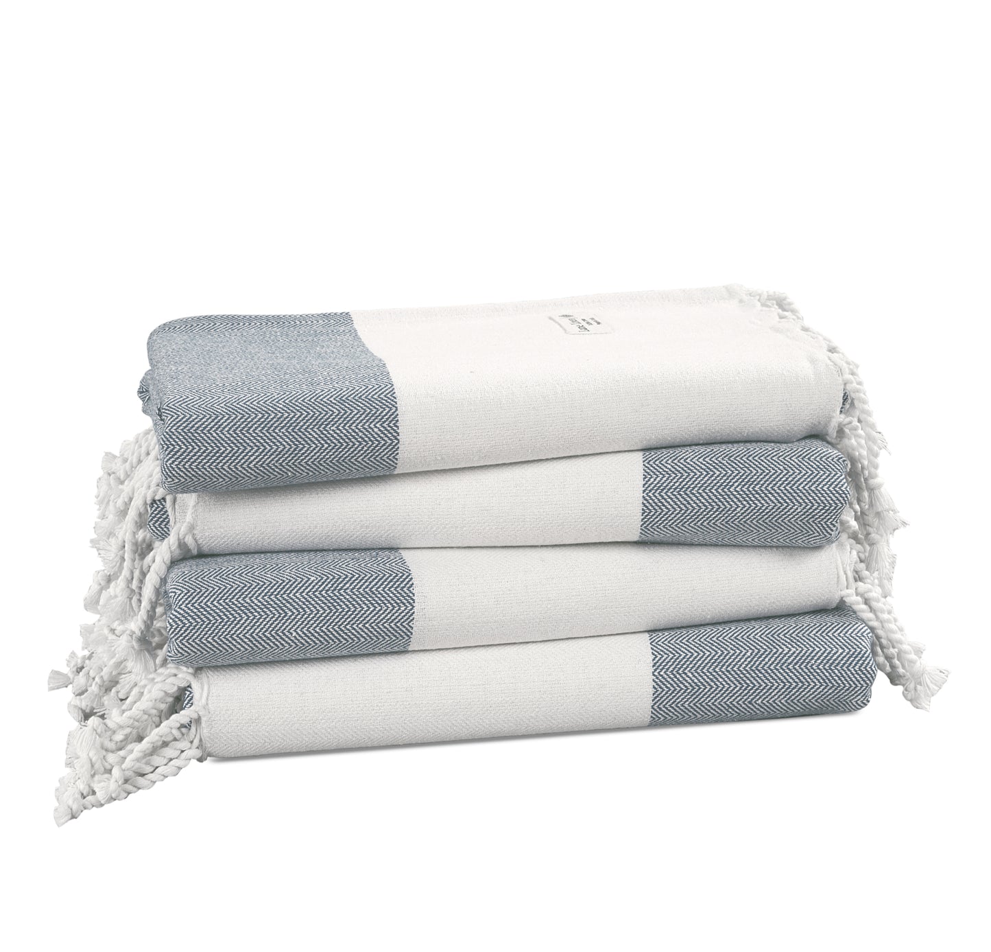 Set of 4 100% Cotton Herringbone Turkish Beach Towels - Grey