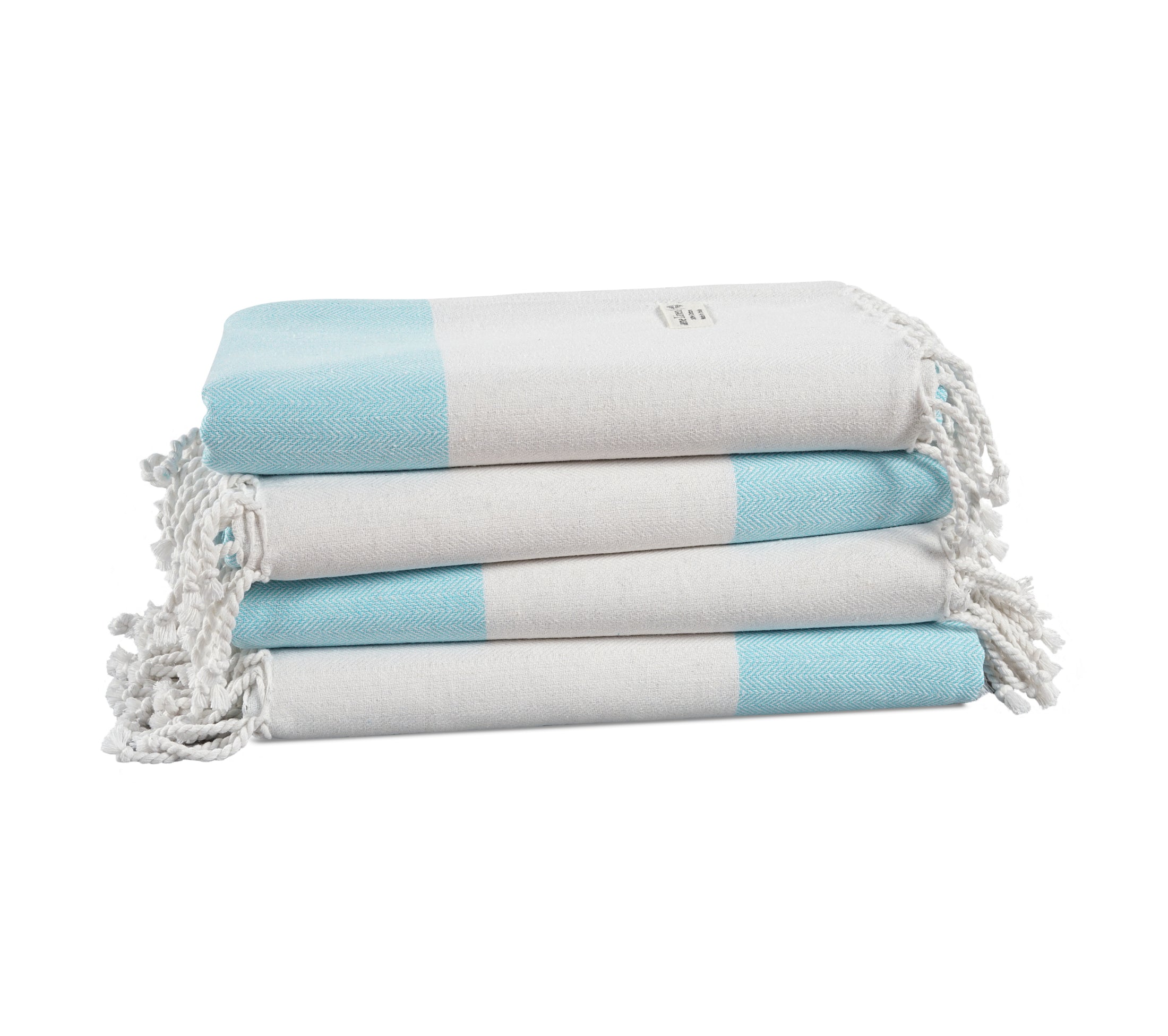 Set of 4 100% Cotton Herringbone Turkish Beach Towels - Plume