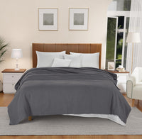100% Cotton Herringbone Blanket - Grey