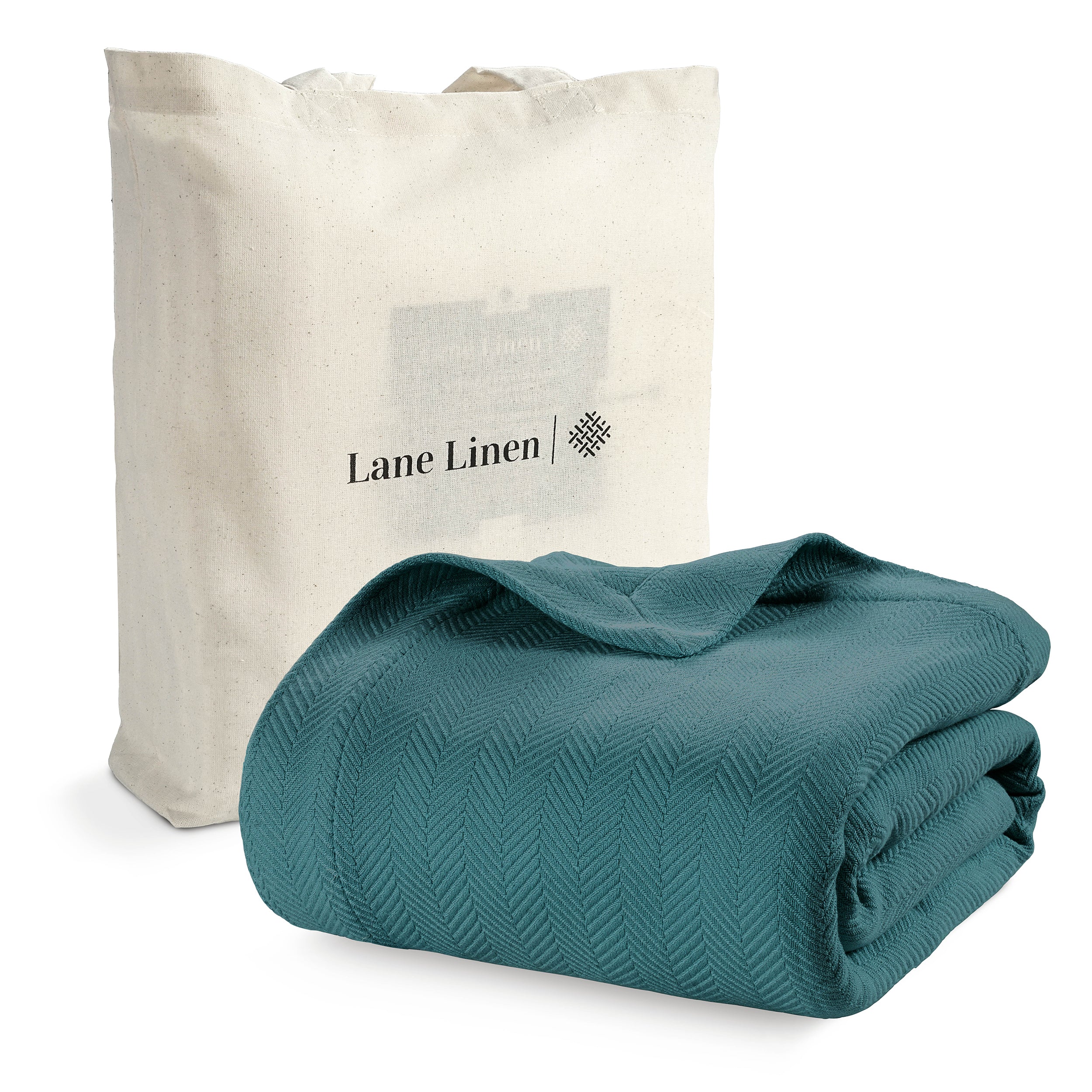 100% Cotton Herringbone Blanket - Sage Green