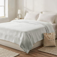 100% Cotton Herringbone Blanket - Silver