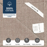 Set of 12 Herringbone Kitchen Towels - Beige