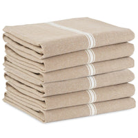 Set of 6 Herringbone Kitchen Towels -  Beige