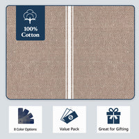 Set of 6 Herringbone Kitchen Towels -  Beige