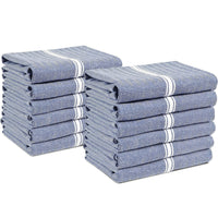 Set of 12 Herringbone Kitchen Towels - Blue