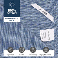Set of 12 Herringbone Kitchen Towels - Blue
