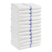 Set of 12 Herringbone Kitchen Towels - Blue Stripe