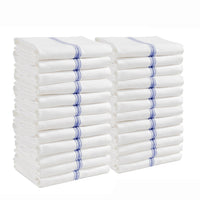 Set of 24 Herringbone Kitchen Towels - Blue Stripe