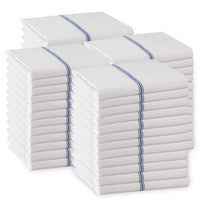 Set of 48 Herringbone Kitchen Towels - Blue Stripe