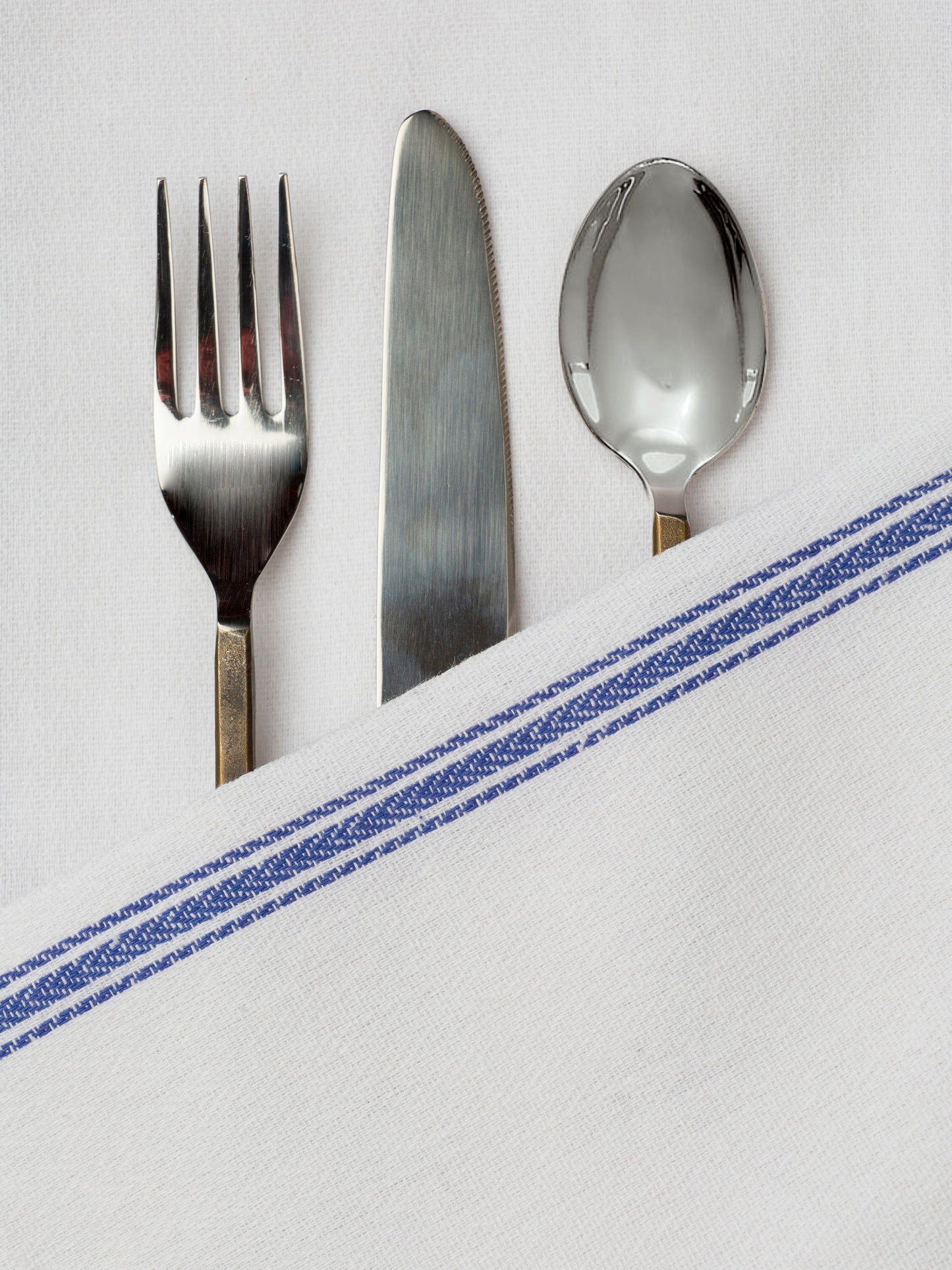 Set of 48 Herringbone Kitchen Towels - Blue Stripe