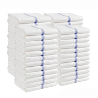Set of 48 Herringbone Kitchen Towels - Blue Stripe