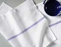 Set of 48 Herringbone Kitchen Towels - Blue Stripe