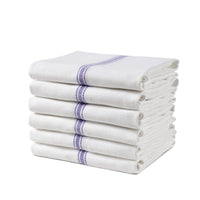 Set of 6 Herringbone Kitchen Towels - Blue Stripe