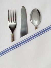 Set of 6 Herringbone Kitchen Towels - Blue Stripe