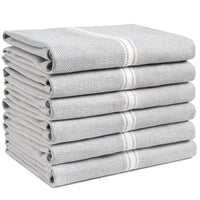 Set of 6 Herringbone Kitchen Towels - Grey
