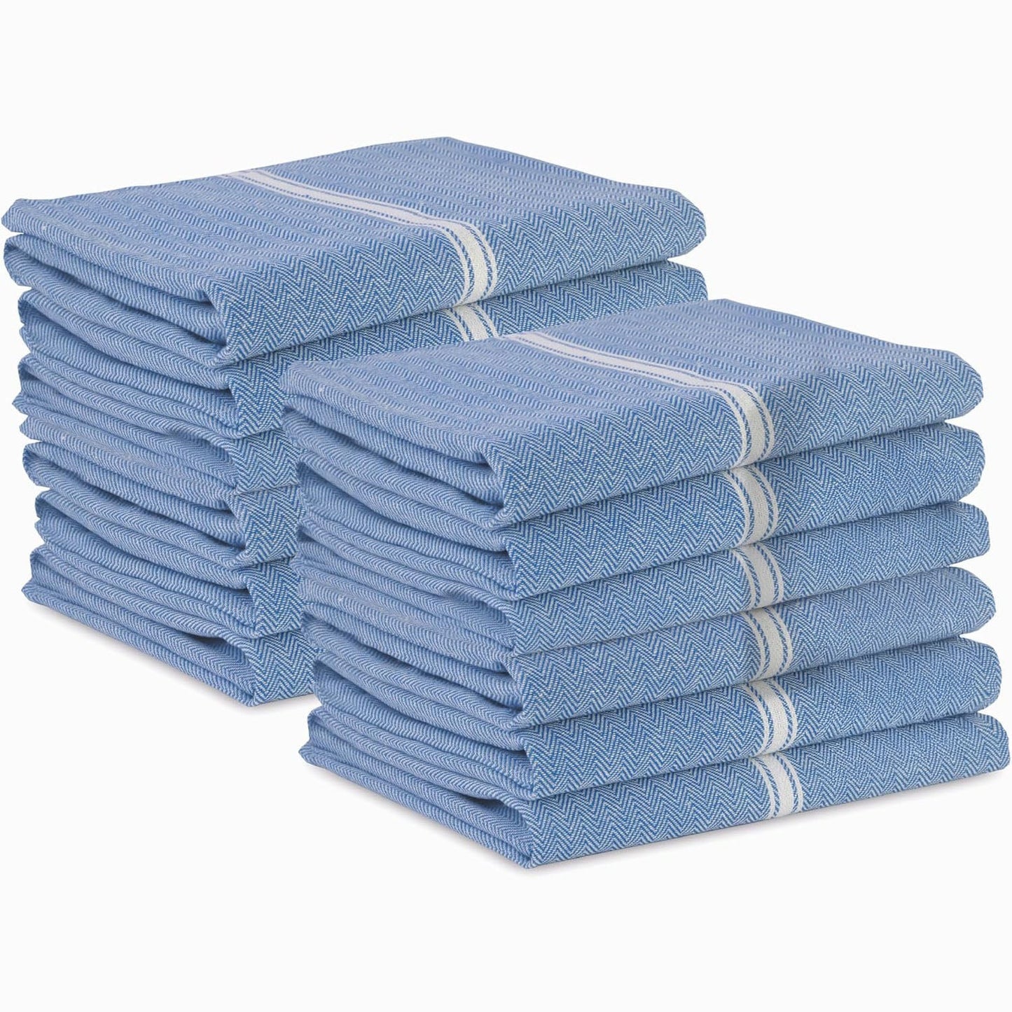 Set of 12 Herringbone Kitchen Towels - Indigo