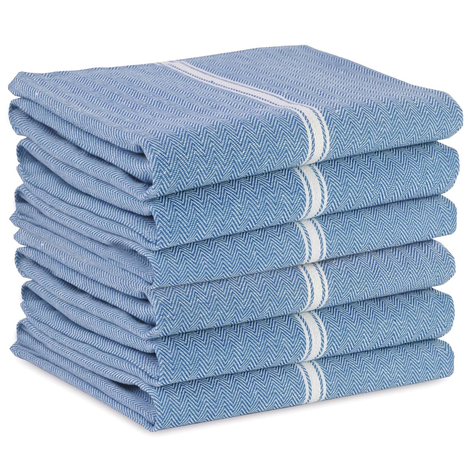 Set of 6 Herringbone Kitchen Towels - Indigo