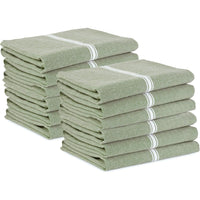 Set of 12 Herringbone Kitchen Towels - Olive