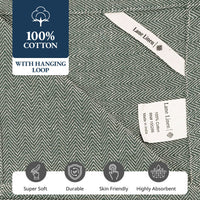 Set of 12 Herringbone Kitchen Towels - Olive