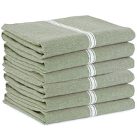 Set of 6 Herringbone Kitchen Towels - Olive