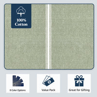 Set of 6 Herringbone Kitchen Towels - Olive